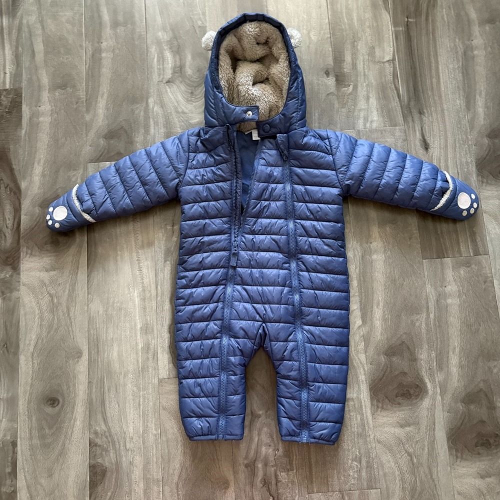 Baby Blue Puffer Snowsuit with Hood